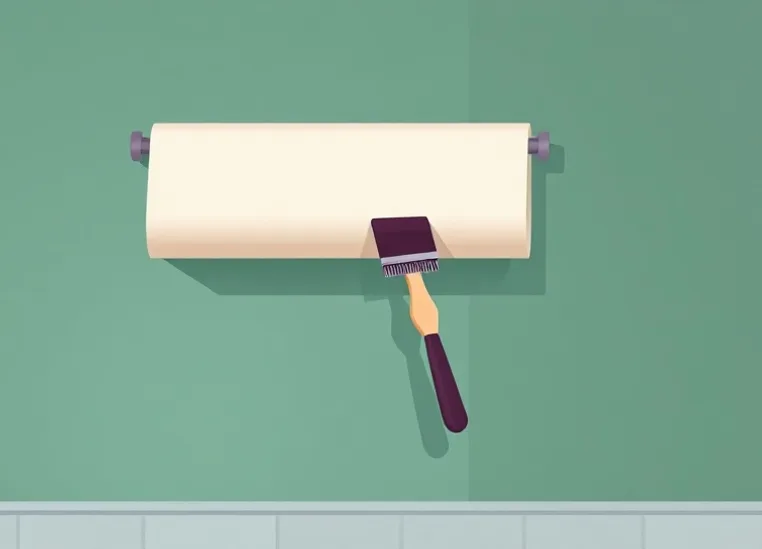 Pose de papier peint, rouleau et brosse à maroufler